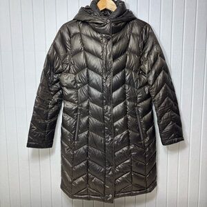 Calvin‎ Klein Packable Down Brown Lightweight Puffer Hooded Black Coat Size M